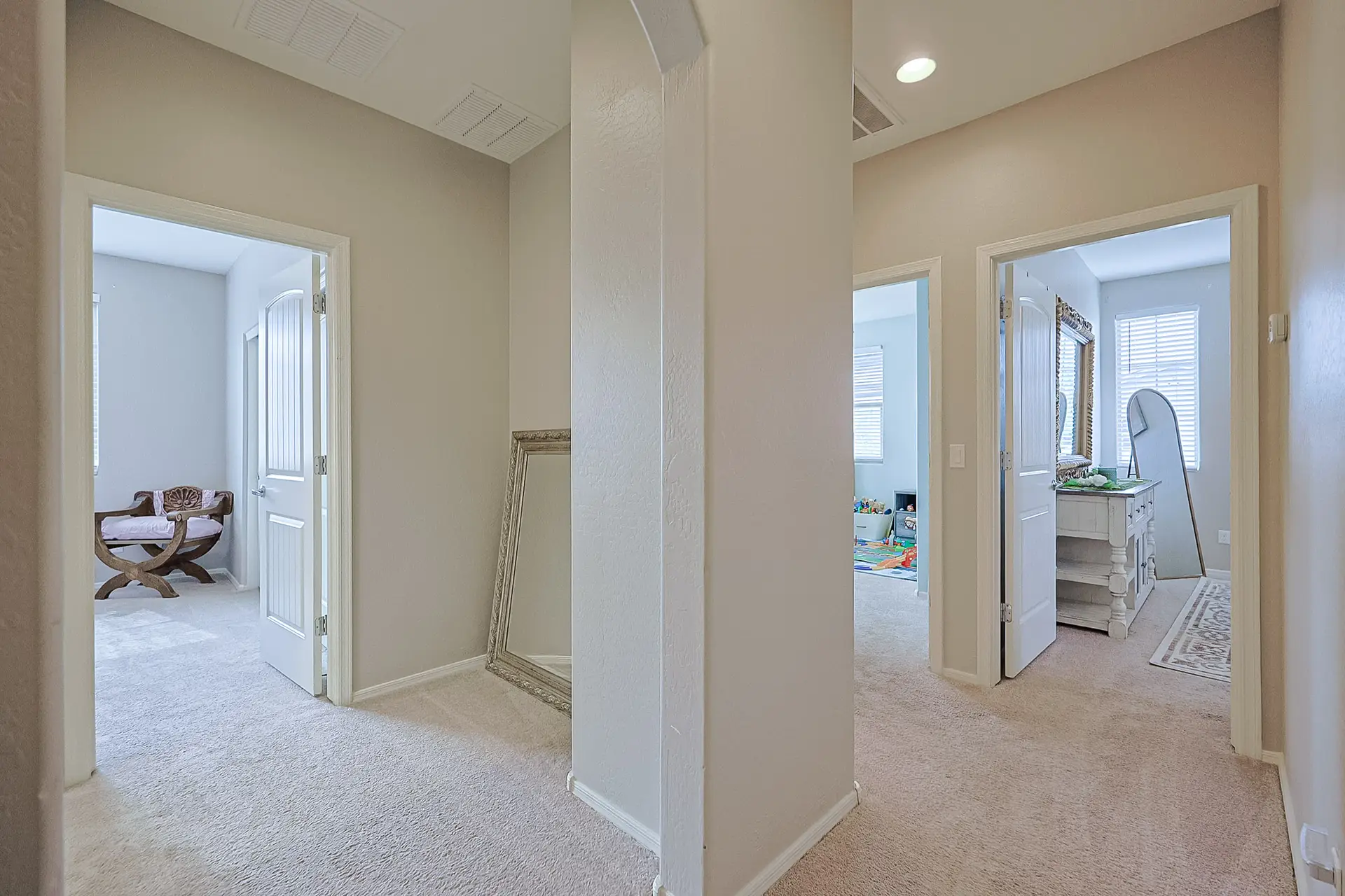 Upstairs Bedroom Hallway Upstairs bedroom hallway in Sierra Montana home for rent