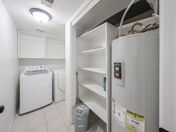 Bathroom vanity and storage inside the Phoenix townhome
