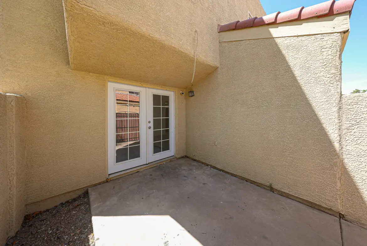 Covered portion of the townhome’s private patio