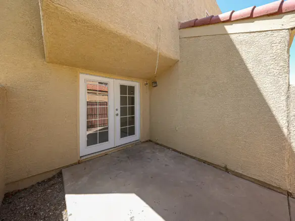 Covered portion of the townhome’s private patio
