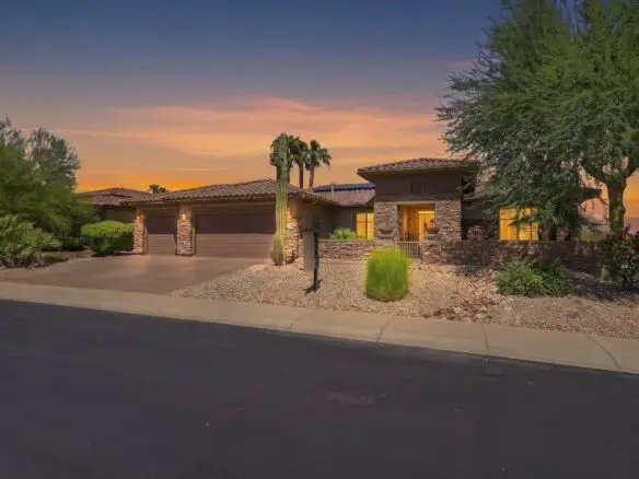 Professional twilight exterior photography at Villagio