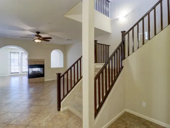 Living room fireplace at 15359 W Columbine Dr in Surprise, Arizona.