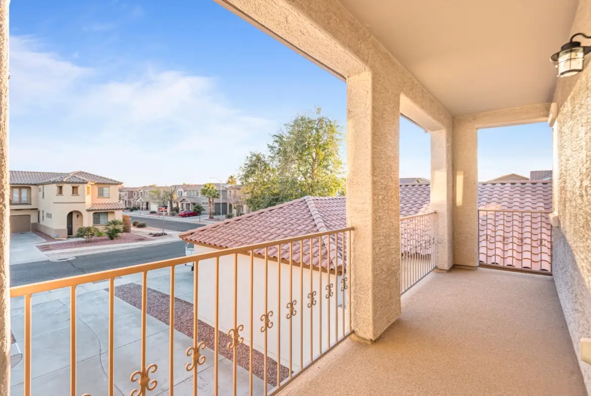 Primary suite balcony at 14772 W Riviera Dr in Surprise, Arizona.